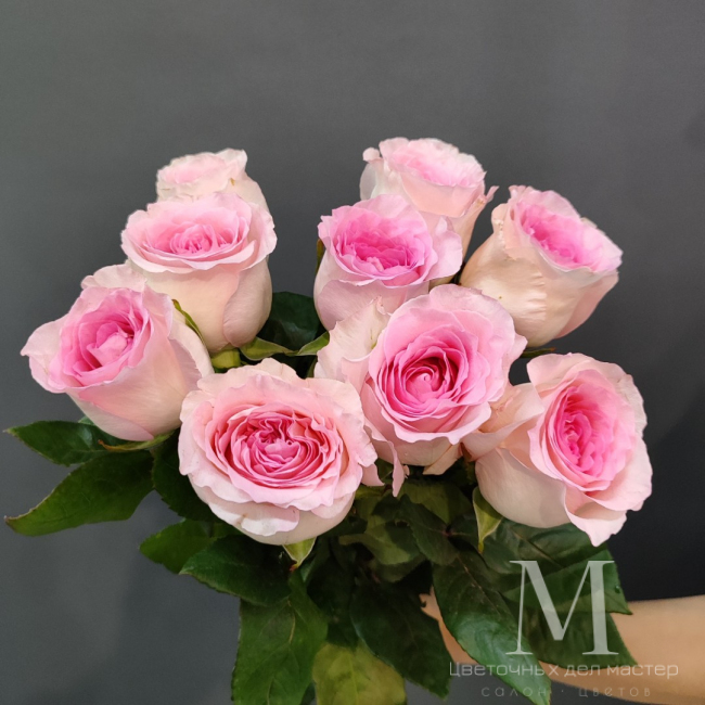 Монобукет «9 розовых роз» от «Цветочных дел Мастер»